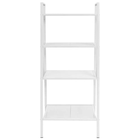 Four Tier Ladder Bookcase With Industrial Metal Shelves Space Saving Storage Display Rack For Living Room Or Office White Finish Size