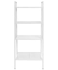 Four-Tier Metal Ladder Bookcase With Open Shelves, Space-Saving Industrial Display Unit For Bathroom, Living Room, And Office, White Finish.