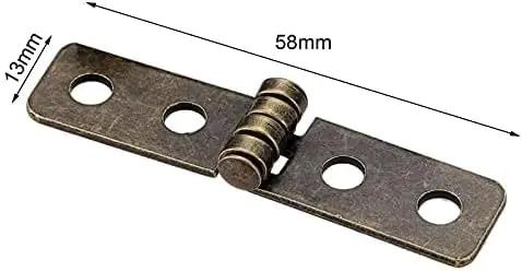 2 Pcs Zinc Alloy Cabinet Door Hinges 58x13mm Rectangle 4 Hole Small Jewelry Box Hinges For Closet Cabinet And Furniture DIY Repair