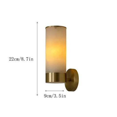 Single Natural Alabaster Rock Wall Sconce With Polished Brass Trim Features E14 Socket And Game Changer Soft Glow To Bring Killer Vibes To Bathrooms Bedrooms Halls As Sleek Wall Fixture, 22cm by 9cm