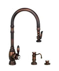 Legit Traditional Pull Down Kitchen Faucet Set With Side Sprayer And Handles In Matte Antique Pewter Finish showing faucet and handles.