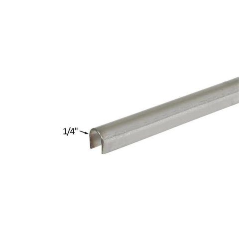 Heavy-duty stainless steel track shield for patio doors, 1/4 inch wide by 6 feet long