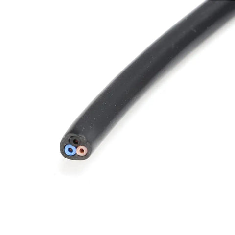 Close-up of wiring cable for Ride Ready 22mm Stainless Steel Motorcycle Spot Light Switch With Blue Indicator Light.