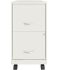 18-Inch Metal Mobile Filing Cabinet With 2 Drawers Pearl White Finish Lockable Smooth-Glide Suspension Compact Under-Desk Setup