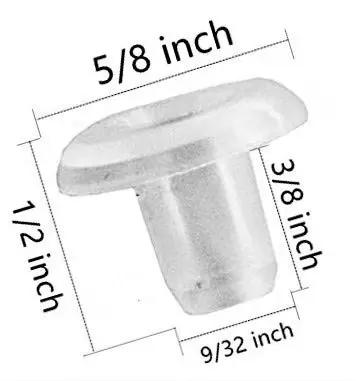 Top Notch Horizontal Blind Bottom Rail Ladder Plugs 9 32 1 2 3 4 Inch Replacement Hardware White Plastic piece measuring 5/8 inch.