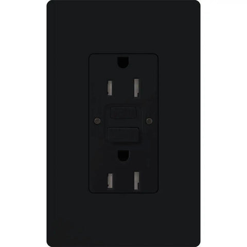 15 Amp Tamper-Resistant GFCI Duplex Receptacle in Black With Auto Test Every 30 Seconds, Safety Shutter, Plays Nice With Decorator Dimmers and Switches, Wall Plate Not Included