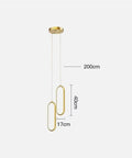 UIOLCFF Classic Modern Simple Gold Aluminum Pendant Light LED 18W Three Color Dimmable Hanging Lamp dimensions of 200cm height and 40cm length.