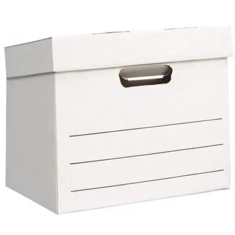 Medium Duty Storage And Filing Boxes With Lids And Handles Legal Letter Size Collapsible Foldable Tape Free Assembly Super Strong 700 Pound Stacking Strength Double Walled Bottom And Ends 12 Pack White Reusable And Easy To Set Up