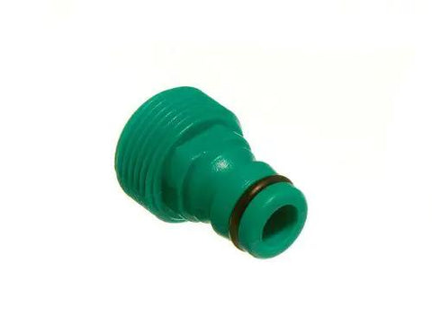 Bulk Pack Of 240 Green Screw In Hose Pipe Adapters Compatible With Standard Half Inch Garden Hoses Quick Snap Drip Free Yard Connectors Heavy Duty Plastic Straight Shooter Water Setup - single green plastic hose adapter close-up.