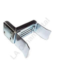 Tough As Nails Heavy Duty Adjustable Slide Gate Receiver Latch And Steel Gate Limit Stop Set For Bulletproof Fence Security Smooth Operation Outdoor Hardware Made In Italy, close-up of steel latch with adjustable arms.