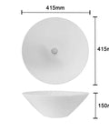 Top view of USZWBY Vessel Sinks Bathroom Sink Hotel Apartment Lampshade-Shaped Countertop with dimensions 415mm width and 150mm height.