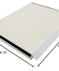Cabin Air Filter For Volvo VNL Trucks 2002 And Up Two Pack Direct Replacement For 780 760 860 670 630 VN shown with size dimensions