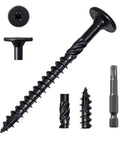Front view LIONMAX wood lag screws #14 x 2-7/8 in, 50-ct set, black rust-resistant exterior with flat head star drive