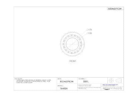 Technical diagram of Single Cone Tapered Roller Bearing Cone 6466 for connecting to cups and outer rings, front view.