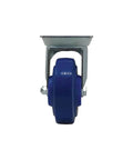 Front view of 4 Inch Swivel Caster With Elastic Blue Rubber Wheel Built Tough Non Marking Quiet Wheels 265 Lb Load Capacity Per Caster