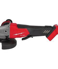 Beefy Brushless Cordless Angle Grinder With Tool Free Disc Swap And Kickass Battery Setup For Heavy Duty Cutting And Grinding Operations On The Site Or Garage Every Single Task, 5-inch wheel, side view.