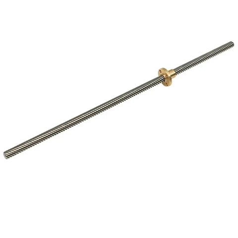 Beefy T8 Lead Screw For 3D Printers, 2mm Pitch, Lead Options 10mm, 12mm, Or 14mm, Stainless Steel Rod With Brass Nut, 1pc