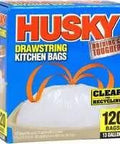 Heavy Duty 13 Gallon Clear Kitchen Trash Bags, 120 Count Box Of.8 Mil Thick Disposable Liners, No-Fuss Daily Grind Essential With Secure Fastening Tabs For Home in box.