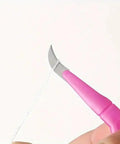 Top Shelf Heavy Duty Double Set Seam Rippers With Grippy Purple Handles For Quick Stitch Tweaks And Hassle Free Cloth Repairs Crafted Breezy For Dedicated Sewers, showing precision cut action on fabric.