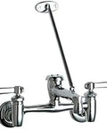 Straight Chrome Wall Mount Service Sink Faucet With 12.0 GPM Flow, adjustable handle, chrome finish for utility sinks