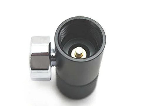 Top view of On Off 2 Port CO2 Fill Adapter With 1500 PSI Gauge For Paintball Remote And ASA One Eighth NPT Aluminum 6061 T6