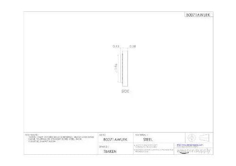 Technical drawing of single cone tapered roller bearing for radial and axial load support, showing dimensions and steel material.