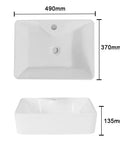 Bathroom Sink Balcony Bathroom Ceramic Tabletop Washbasin Kitchen Sink Square 490mm x 370mm Ceramic Vessel Sink.