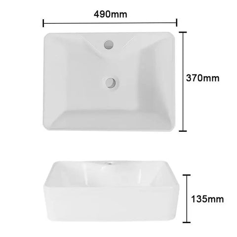 Bathroom Sink Balcony Bathroom Ceramic Tabletop Washbasin Kitchen Sink Square 490mm x 370mm Ceramic Vessel Sink.