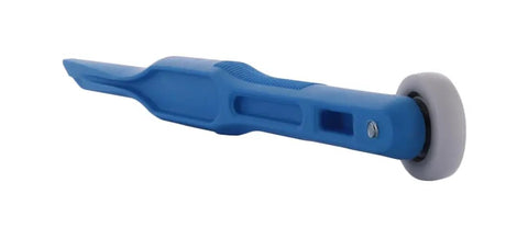 11 Inch Blue Handle Vinyl Roller Tool With Knurl Diamond Grip And Ball Bearing Wheel For Glazing Vinyls And Gaskets In Windows One Handed Operation For Easy Use
