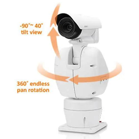 Tough As Nails Vandal Resistant Outdoor Thermal Bullet Camera With Radiometric Imaging rotating on base for 360 degrees view.