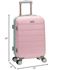 Front view of mint Rockland Melbourne 20-inch hardside expandable spinner luggage with four wheels.