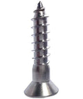 Front view of Number 12 By One And A Half Inch Flat Head Wood Screws With Phillips Drive Type 316 Marine Grade Stainless Steel Partial Thread