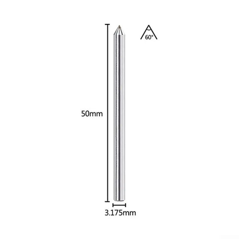 Diamond Engraving Bit 175mm shown with dimensions 50mm height and 3.175mm width, 60° angle for precision woodworking.