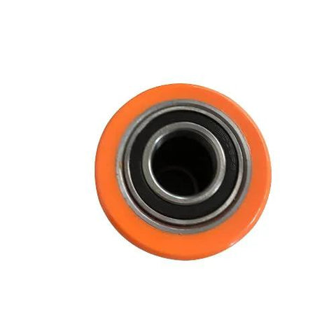 Top view of Beefy Replacement Wheel For Crown Electric Pallet Jack WP 2300 WP 3000, 3.21 Inch Diameter, industrial grade
