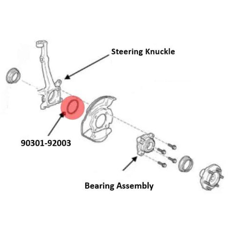 Diagram showing parts for 2 Piece Front Wheel Bearing O Ring Set Direct Replacement For Toyota Tacoma 2003 To 2024 and Lexus GX470.