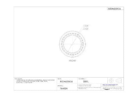 Technical drawing of Single Tapered Roller Bearing Cone 48190 Inner Ring for radial and axial load support, steel material.