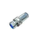 3/4 in NPT hydraulic quick-connect coupler, Pioneer ISO 5675 style, metal with blue inner sleeve
