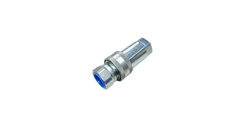 3/4 in NPT hydraulic quick-connect coupler, Pioneer ISO 5675 style, metal with blue inner sleeve