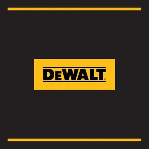Black and yellow DeWalt logo centered on a black background with yellow border lines