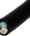Close-up of Heavy Duty 12 3 SJOOW Electrical Cable 20 Amp 3 Wire 300V; black cord with copper conductors and oil-resistant jacket.