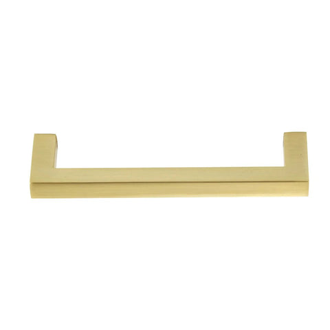 Modern Square Cabinet Pull Handle With Golden Champagne Finish, 5.39-Inch Length, 5-Inch Hole Center, 10-Pack, Front View