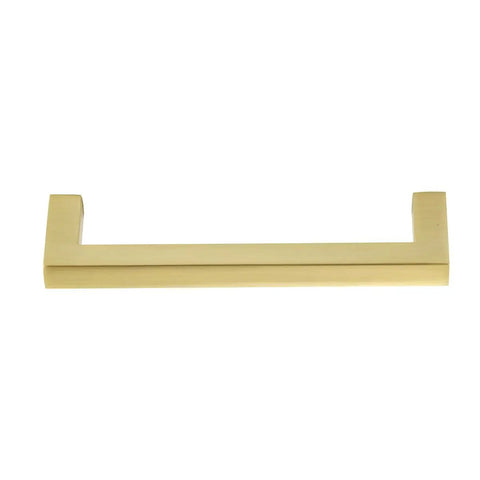 Golden Champagne Modern Square Cabinet Pull Handle 4-1/8 Inch Length With 3-3/4 Inch Center And 1-1/10 Inch Projection, Fits Most Cabinets