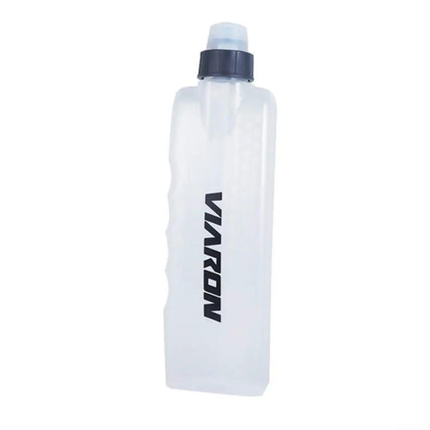Curved Water Bottle For Running And Cycling 400ml Ergonomic Sports Flask Lightweight Squeeze Cup for Waist Pack, side view.