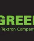 Greenlee logo, a Textron company, text in green with black background.