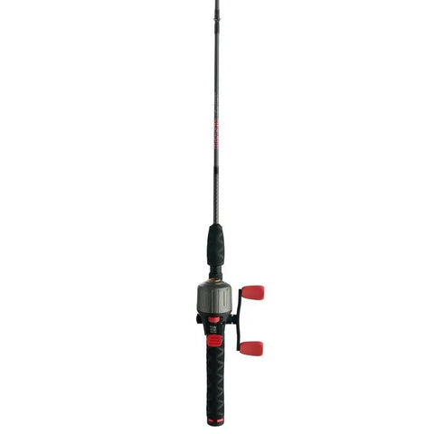Ugly Tuff 8 Plus Spincast Rod And Reel Combo For Kids with graphite fiberglass build, clear tip, EVA grips, pre-spooled 6 lb line.