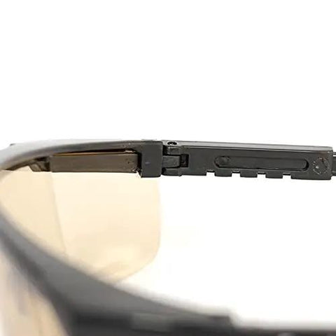Close-up of Pro-Tier CO2 Laser Safety Goggles side hinge, lightweight design for safe CO2 laser use.