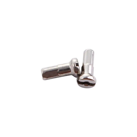Close-up of stainless steel nipples, part of the 10 Pcs 245mm To 305mm 14G Stainless Steel Bicycle Spokes And Nipples For Mountain Road And Electric Bikes 700C Wheels Built For Beefy Strength And Lasting Durability With Precise Length And Bend For True Tension