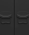 Built Tough Industrial Steel Book Cabinet With Shelves And Doors In Anthracite Finish close-up of door handles