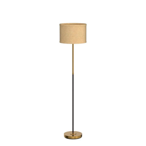 Emery LED Floor Lamp With Drum Shade, Tall Mid Century Standing Light For Bedroom Reading, Modern Living Room And Office Lighting With Brass Finish