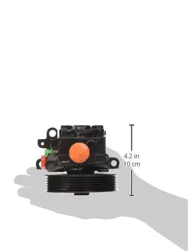 Heavy Duty Remanufactured Power Steering Pump With Triple Tested Valves For Dead On Factory Fit And Straight Up Smooth Steering On Domestic And Import Rides, hand size comparison.